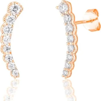 Náušnice Stříbrné náušnice pozlacené růžovým zlatem se zirkony STNAU0974F