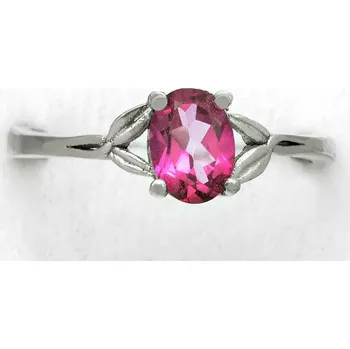 Prsten Stříbrný prsten (Ag 925/1000) s broušeným růžovým topazem QA, vel. kamene cca 7 x 5 mm (TP458R)