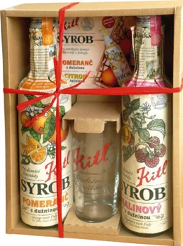 Sirup Kitl Syrob dárkové balení Malina & Pomeranč 2x 500ml + sklenička