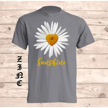 Pánské tričko levne-bavlnene-tricko-potisk-kopretina-srdicko Barva: Zinc - zinková, velikost: S