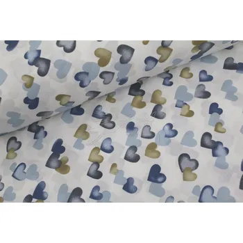 Srdíčka modrá - bavlněné plátno, šíře 240cm