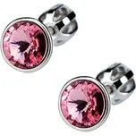 Šperky4U Šroubovací stříbrné náušnice s kameny Crystals from Swarovski® Light Rose - CS5701-LR
