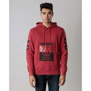 Pánská mikina Devergo pánská bavlněná mikina s kapucí červená Velikost: XL