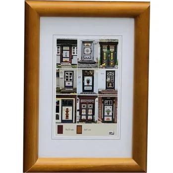 Rám na obraz Dřevěný fotorámeček NEW YORK 9x13 světle hnědý kph