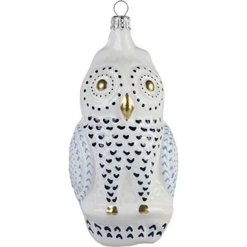 Vánoční dekorace Sova porcelán s černými pírky