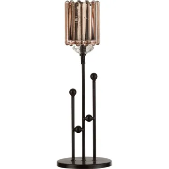 Svícen Černý kovový svícen na čajovou svíčku se skleněnou miskou - 10*10*30cm