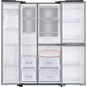 Kuchyňský spotřebič Samsung DA97-19195A 3. police skleněná z vrchu v pravé části chladničky pro americkou ledn