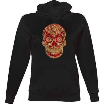 Dámská mikina Dámská mikina s kapucí s potiskem Dámska mikina gold skull černá dámské