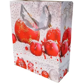 Dárková taška Dárková taška střední vánoční se třpytkami (0084C)