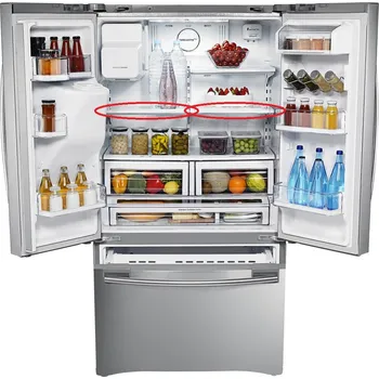 police Samsung DA97-07557C 2. police plastová z vrchu levá nebo pravá část v chladničce pro americkou ledni