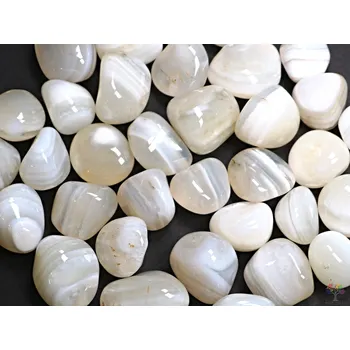 Drahý kámen Magieprirody.cz Tromlovaný kámen Achát bílý XL velikost 25 - 40 mm - Indie #03 Množství: 1ks