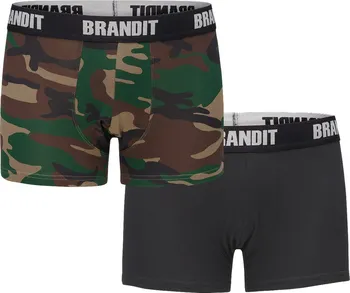 Sada pánského spodního prádla Brandit Boxershorts Logo Woodland/Black 2 ks XXL