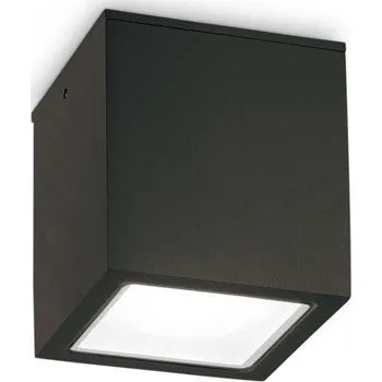 Venkovní osvětlení Ideal Lux 251530 přisazené stropní svítidlo Techo big 1x20W | GU10 | IP54 - černá + sada - Trio LED žárovka 2x10W | E27 | 3000K | 806lm