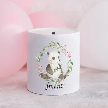 Pokladnička Domovi Bílá keramická pokladnička se jménem Panda 9cm