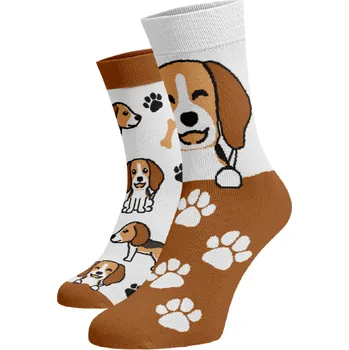 Dámské ponožky Veselé ponožky Bígl Bílá Bavlna 42-44