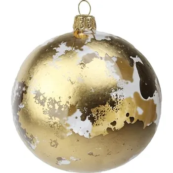 Vánoční dekorace Skleněná čirá ozdoba se zlatou barvou