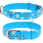 Obojek kožený Waudog Stars modrý Délka: 27-36cm/1,5cm