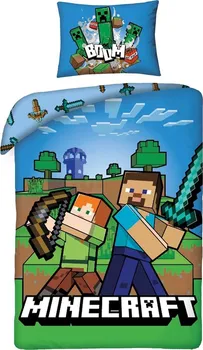 Ložní povlečení Halantex Minecraft Boom MNC-282BL 140 x 200, 70 x 90 cm zipový uzávěr