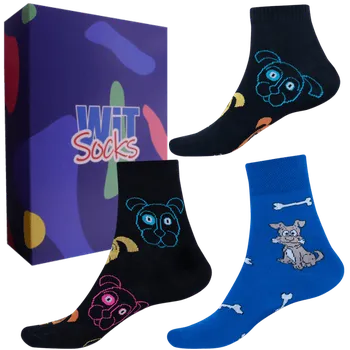 Pánské ponožky Dárkový set - Ponožky Psi mix (Velikost 35-38)