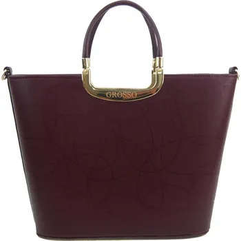 Kabelka Elegantní vínová pevná kabelka do ruky Grosso S7 s vlnkami