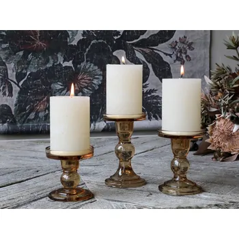 Svícen Karamelový skleněný svícen Pillar - Ø 8,5*11,5 cm