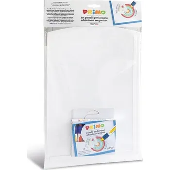 Pastelka PRIMO Voskové suché pastelky na hladké povrchy 9x80mm, sada 8 ks, bílá tabule 24x35 cm.