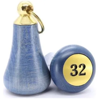 Dřevěná hotelová klíčenka KH-H6 modrá, buk, zlatá koncovka, Gravírování Ne KH_H6_GOLD