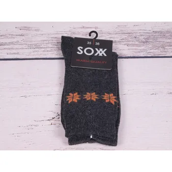 Dámské ponožky CNB BERLIN Termo ponožky DE 37750 teplé s vlnou tm. šedé antracitové s oranžovou s norským vzorem velikosti ponožek: 23-25 (EUR vel. 35-38)