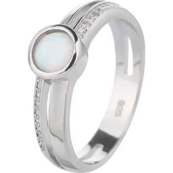 Prsten Bealio BEALIO Stříbrný prsten SOLITÉR bílý OPÁL Velikost prstenu: 52 03-07725-0828