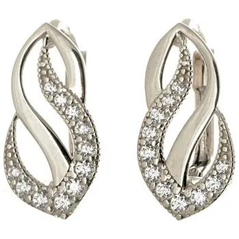 Náušnice Dámské náušnice z bílého zlata se zirkony NA0629BF + DÁREK ZDARMA