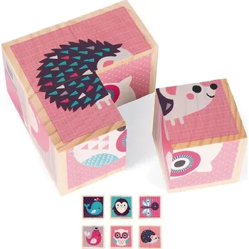 Dřevěná hračka Kostky obrázkové 4ks - Mláďata zvířátek (Janod)