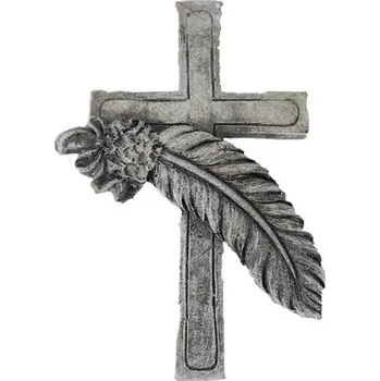 Smuteční dekorace Morex X3445 kříž s pírkem 