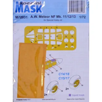 Plastikový model Special hobby 1/72 Mask for A.W. Meteor NF Mk.11/12/13 (SP.HOB.)