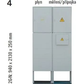 Rozvaděč Sestava HELGA 2G-N (APZ+ER212+SP100) plynoměrová, elektroměrová, přípojková skříň v pilíři