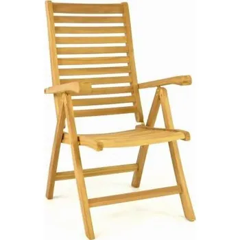 Dřevěná venkovní židle z masivního týkového dřeva, nastavitelný sklon opěradla