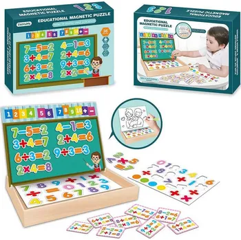 Puzzle Puzzle edukační magnetické Číslice učíme se počítat v dřevěném boxu