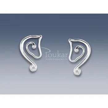 Náušnice náušnice hlava koně malá na šroubek barva kamene: bílá