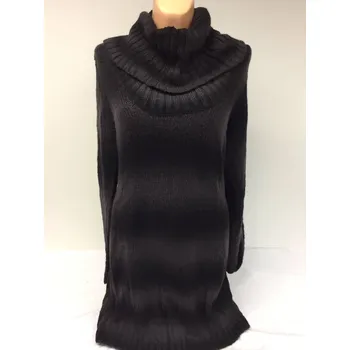 Dámský svetr Teplý černo šedý dlouhý rolák SWAR, Barva Černá, Velikost XL, Materiál 100%Akryl