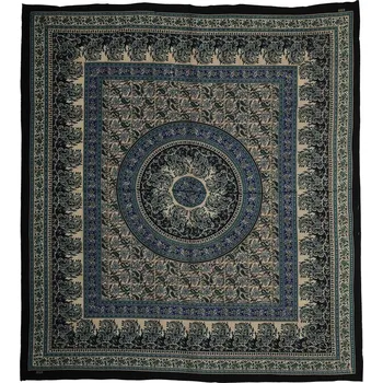 Přehoz na lůžko BOB Batik indický přehoz na postel Moghul Paisley modro petrolejový 230 x 200 cm bavlna. King size. Dvoulůžko.