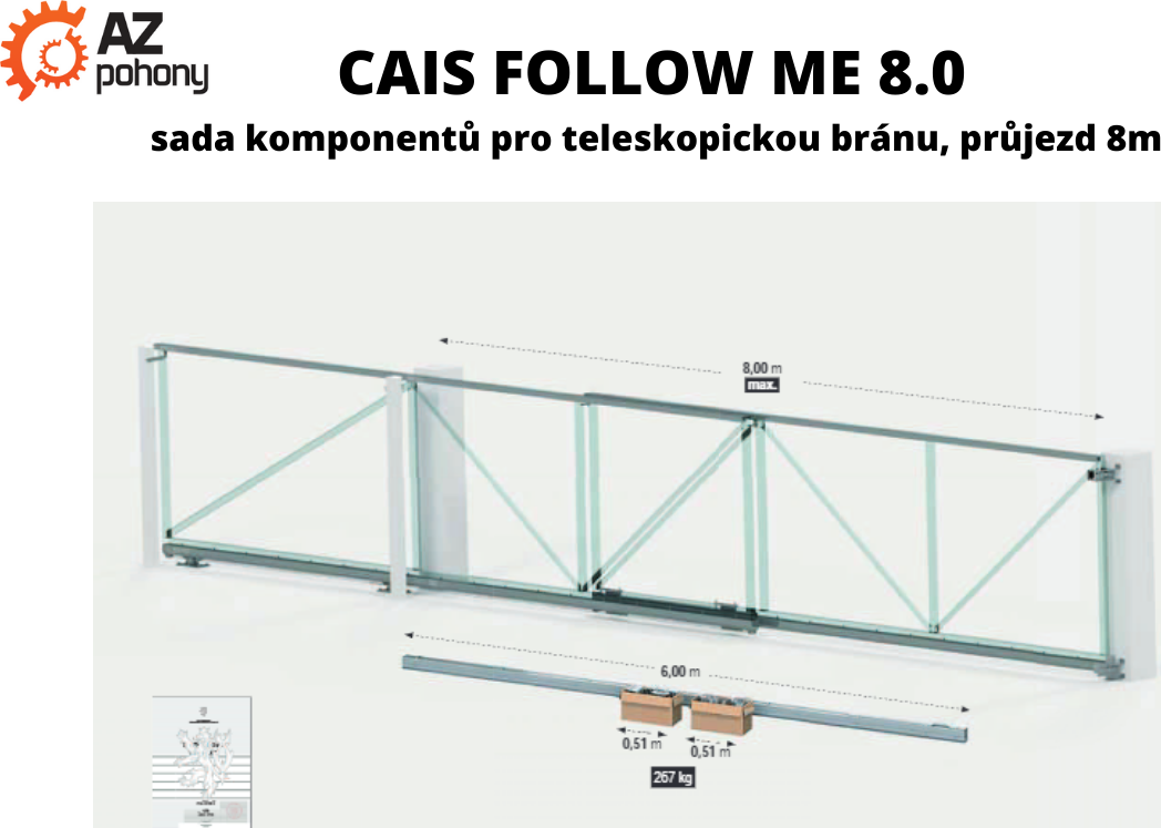 CAIS FOLLOW ME 8.0 - teleskopická samonosná posuvná brána do 8 m