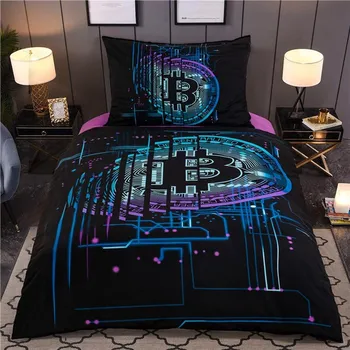 Povlečení APEX Bitcoin 3D 140 x 200, 70 x 90 cm zipový uzávěr