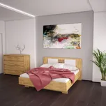 Dřevěná postel s čalouněním LEVITA z bukového, jasanového nebo dubového masivu výrobce světspánku.cz. Dostupná ve všech rozměrech, včetně atypických. 200x140, olej Bělený, dub, smetanová p01