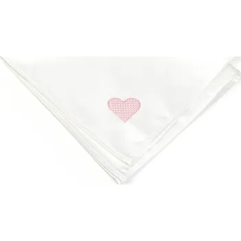 ubrus HEDVA ČESKÝ BROKÁT Ubrus Odaska 50x50 výšivka SRDCE bílá Barevná varianta: růžová