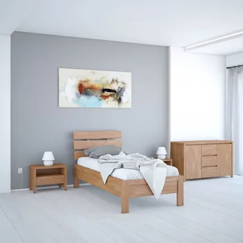 Postel Dřevěná postel SANTE 45 z bukového, jasanového nebo dubového masivu výrobce světspánku.cz. Dostupná ve všech rozměrech, včetně atypických. 200x90, olej Teak, jádrový buk