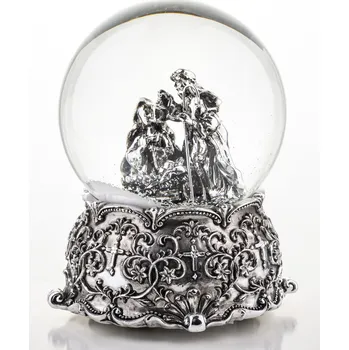 Vánoční dekorace Sněhová koule - Betlém s hrací skříňkou