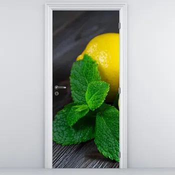 Fototapeta LuxusniObrazy.cz Fototapeta na dveře - Citrón a máta na stole