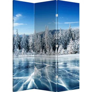 Paraván LuxusniObrazy.cz Paraván - Zamrzlé jezero a zasněžené stromy