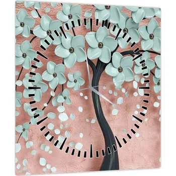 Obraz LuxusniObrazy.cz Obraz - Pastelově modré květy (s hodinami)