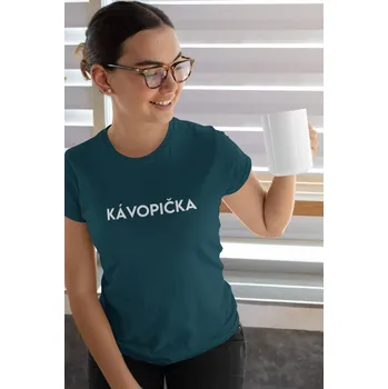 Dámské tričko Dámské tričko Kávopička Barva: Petrolejová modrá, Velikost: L