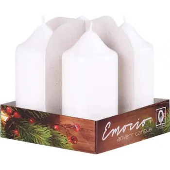 Svíčka válec Emocio 4ks, 50x90 mm - Bílá
